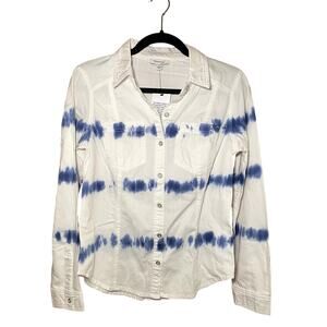 Skinnygirl - NWT - Blue & White Tie Dye Denim Button-Down Top